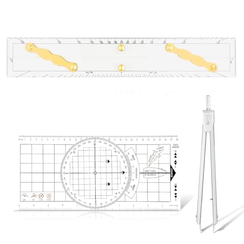3 Pcs Basic Navigation Set,Including 15inch Parallel Ruler with B...