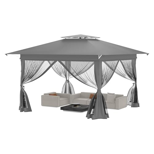 XMTECH Gartenpavillon 4x4m wasserdicht, Pop-Up Faltpavillon mit...