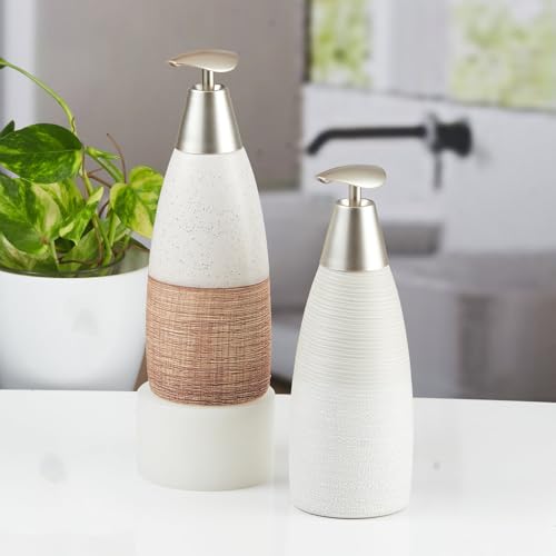 Image of SaSaSa Ceramic Soap Dispenser with Stylish Refillable Pump Bottle for Bathroom Handwash & Kitchen Wash Basin, Perfect for Hand Soap, Lotion and Shampoo, Multicolor, (Set of 1) (11362)