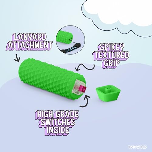 Image of Distractibles Spike Roller Clicker, Tactile Pain Stim Fidget with Clicker Switch, Pain Stimulation Roller with Lanyard (Green)