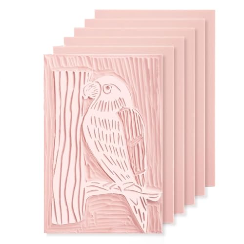 Blocks for Printmaking Supplies - 6PCS 4”x6”Rubber Block Printing Kit for Stamp Carving, Soft Relief Printing Linoleum for DIY Crafts & Art Projects
