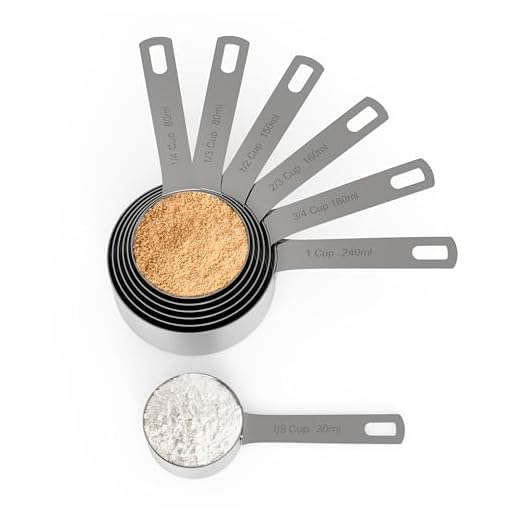 Chef Pomodoro Tazas Medidoras Cocina - Juego de 7 Piezas Medidores de Cocina Acero Inoxidable Apilables con Mango Largo y Resistente - Cucharas Medidoras para Ingredientes Húmedos y Secos