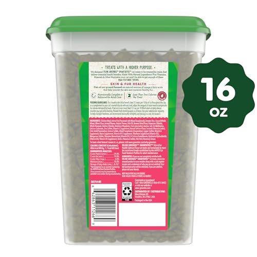 Greenies Feline Smartbites Skin & Fur Health Crunchy and Soft Cat Treats, Salmon Flavor, 16 oz. Tub