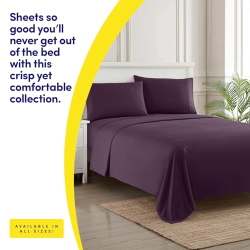Image of 1500 Supreme Collection Twin XL Sheet Sets Purple- 3 Piece Bed Sheets and Pillowcase Set for Twin XL Mattress - Extra Soft, Elastic Corner Straps, Deep Pocket Sheets, Twin XL Purple
