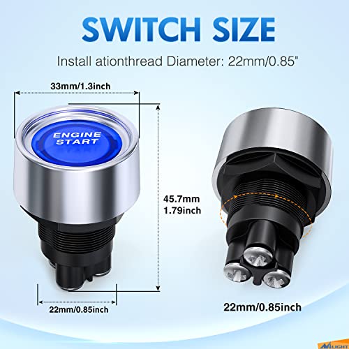 Image of Nilight Start Engine Button 12V DC 50A Blue