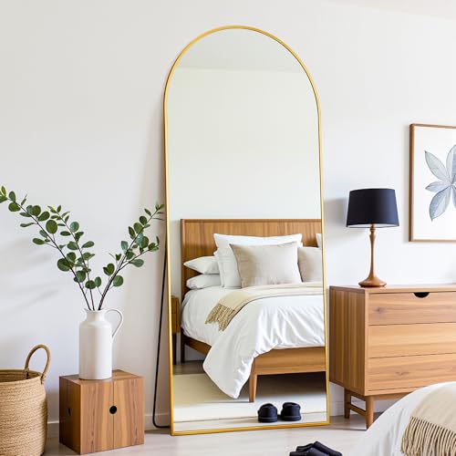LadyNow Floor Mirror, 58"×18" Full Length Mirror with Stand for Bedroom Living Room, Gold