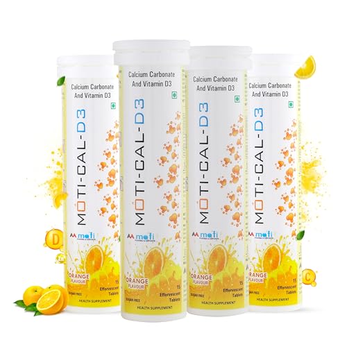 Image of Calcium and Vitamin D3 Tablets | 60 Sugar-Free Effervescent Calcium Tablets for Women & Men, Maximum Bone Density & Joint Health Support, Fast Absorbing Formula (Pack of 4)