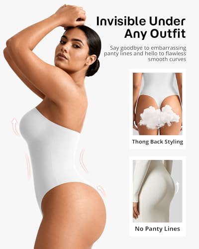 Image of Shapewear Bodysuit Tummy Control Strapless Bra Shapewear for Women Strapless Faja Body Shaper Thong Light Shapewear