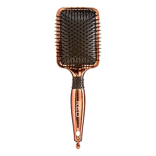 Red by Kiss - Cepillo plano cromado de oro rosa con cerdas resistentes al calor para desenredar y secar en secadores de pelo para hombres y mujeres (cuadrado)