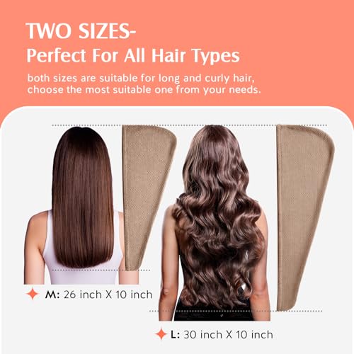 Image of YFONG 2 Pack Microfiber Hair Towel Wrap for Women, Super Absorbent Quick Dry Hair Turban for All Hair Style Anti Frizz, Large Hair Drying Towel with Button