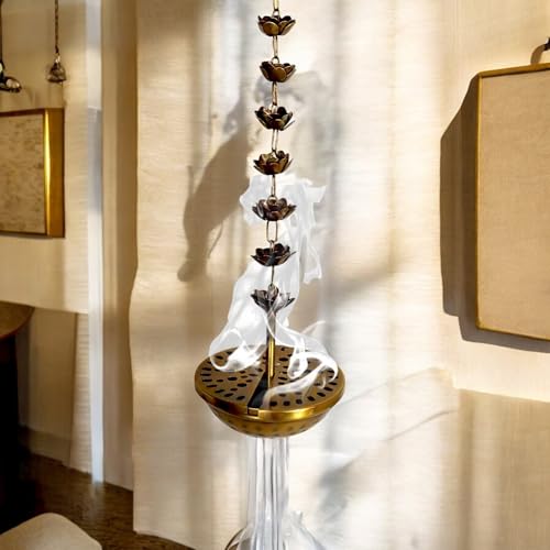 Image of Flower Hanging insence Burner | Dhuna Loban Burner Dhooni Dhoop Dhuni |Hanging Dhoop Batti Agardan Hanging Decor (Pack of 1) (Brass Antique)