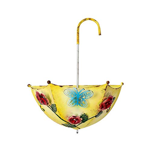 Buyfunny01 - Maceta de pared desmontable con forma de paraguas multifunción para colgar en el hogar, jardín, patio, patio, hierro, balcón (amarillo)