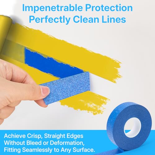 Image of OWLKELA 6 Rolls Blue Painter's Tape 1inch, 164 Feet, Easy Removal, No Residue, Ideal for DIY & Painting Projects
