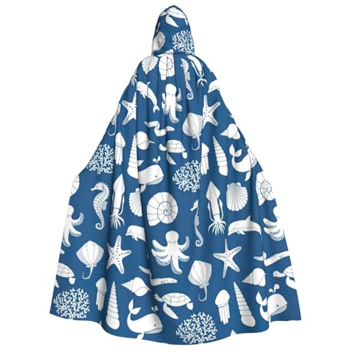 Cape à capuche vie sous-marine pour déguisement carnaval et fêtes à thème