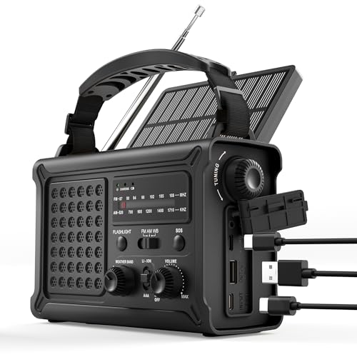 OnLyee Emergency Radio, Hand Crank & Solar Powered NOAA Weather