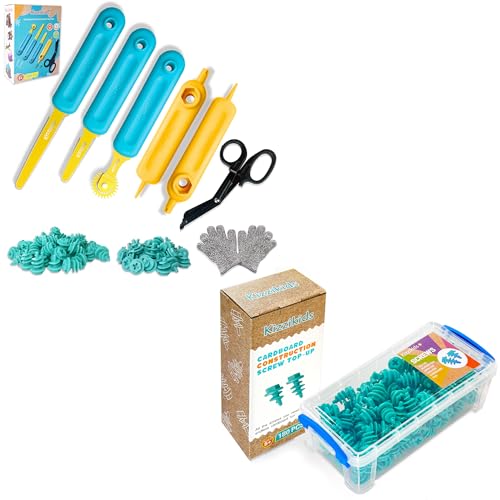 Image of Kizzikids 149 PCS Cardboard Tools Kit + 180 PCS Cardboard Screws (Blue)