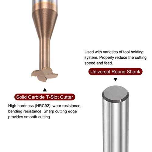 Image of HARFINGTON T Slot End Mill Milling Cutter 6mm Cutting 0.5mm Depth 6mm Shank Solid Carbide Titanium Coated 4 Flutes for Stainless Steel Alloy
