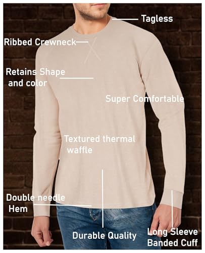 Brix Mens' Waffle Shirts Long - Sleeve Regular - Fit Thermal Shirts.4