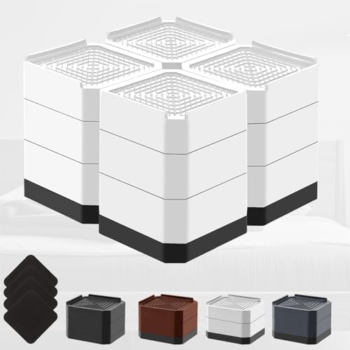 （05:30時点） Tomedama洗濯機 かさ上げ台 高さ調整可能 (4cm/7.3cm/10.6cm) 耐荷重2000kg TPU樹脂+ゴム製 振動・騒音対策 滑り止め 床傷防止 洗濯機/乾燥機/冷蔵庫/ベッド/ソファ/机/家具用 4個セット 据え付け脚（三階10.6cm ‎ホワイト）