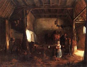 Peinture à l'huile Courtship Mayer Sandor pour décor de salon