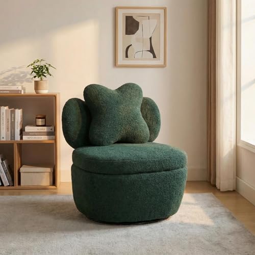 Sillón giratorio con almacenamiento terciopelo verde miniatura 1