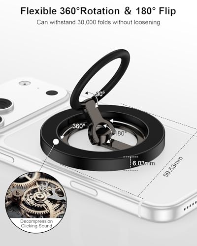 Image of Magnetic Phone Grip for Magsafe Stand,Dual-Sided Magnetic Phone Ring Holder | 360 Rotatable Cell Phone Grips Mag Safe Kickstand Accessory for iPhone 17 /16 /15 /14 /13 /12, Samsung, Android, Mag Car Mount