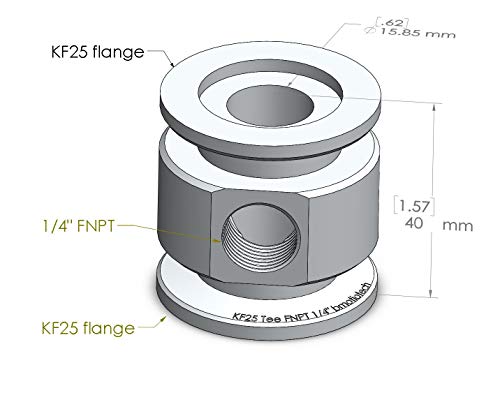 Image of Adaptive Tee Shape Fitting for KF SO-KF NW QF Flange to FNPT Center Port (KF25 x 1 /4 inch FNPT)