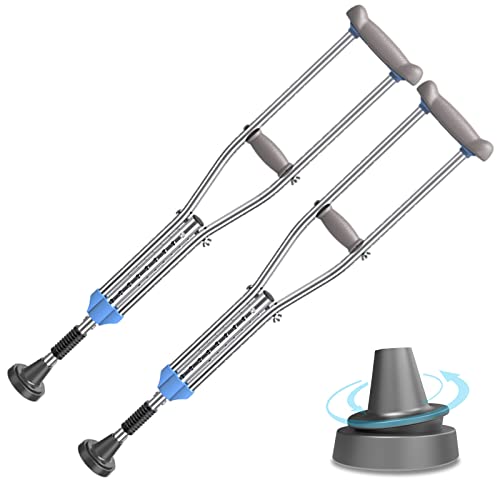 Stampella per avambraccio in alluminio per adulti (2 unità), impugnatura comoda, per camminare per lesioni o supporto chirurgico, stampella per gomito ergonomica regolabile in altezza con perline ri