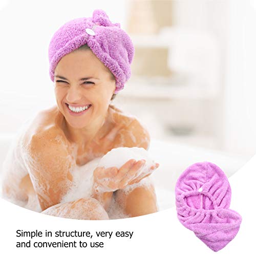 PIXNOR Touca de Toalha de Secagem de Cabelo Com Botões Elástico Absorvente de Toalha de Cabelo Envol