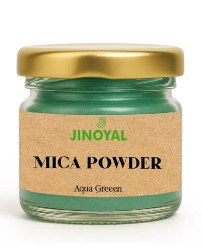 Jinoyal Mica Powder | Premium Mica Pigment for Epoxy Resin, Soap Making, Lip Gloss, Nail Art, Candle Making, Slime & DIY Crafts (10g) (Aqua Green)
