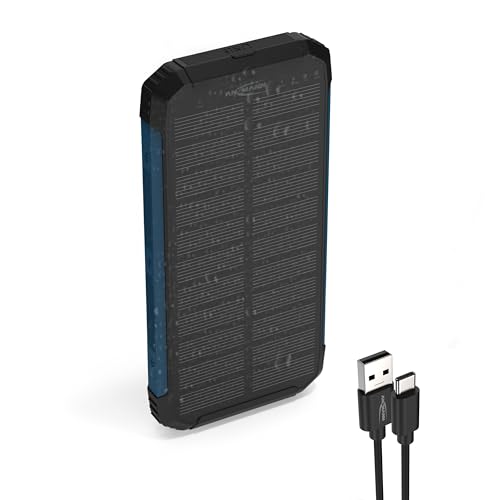 Cargador solar de 10000 mAh Ansmann para montaña con linterna de 3 W