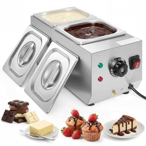 WICHEMI Chocolate Tempering Machine Chocolate Melter Warmer 2 Tanks 9lbs