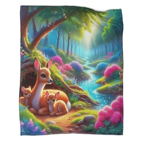 Couverture cerf 3D lit en microfibre chaude et douillette de qualité - 3