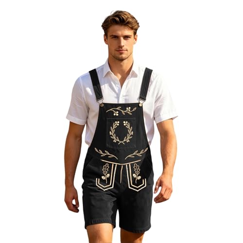 Lederhose homme de détente beige style jean avec bretelle pour costume confortable