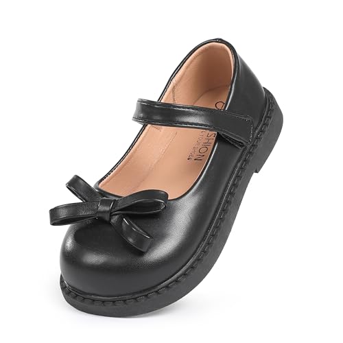 CIOR Toddler Little Girls Mary Jane Dress Shoes School Party Princess Dress Shoes for Girls Flats-U124MLZ651.ET-black-342