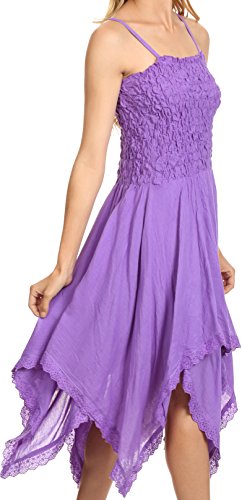 Sakkas Ella Smocked Bodice Spaghetti Strap Double Layered Dress4