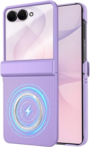 Image of STORMTAL Magnetic for Samsung Galaxy Z Flip 8 case, Hinge Protection, Built-in Screen Protector, Shockproof, Compatible with Magsafe, Rugged Phone Case for Z Flip 8 Purple