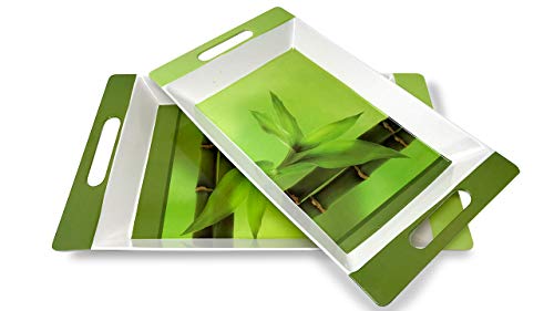 Image of U.P.C. Crystal by UPC Melamine Serving Tray, Set of 3 (Small, Medium and Large Size) Villori Series Tray (ROS-Green)