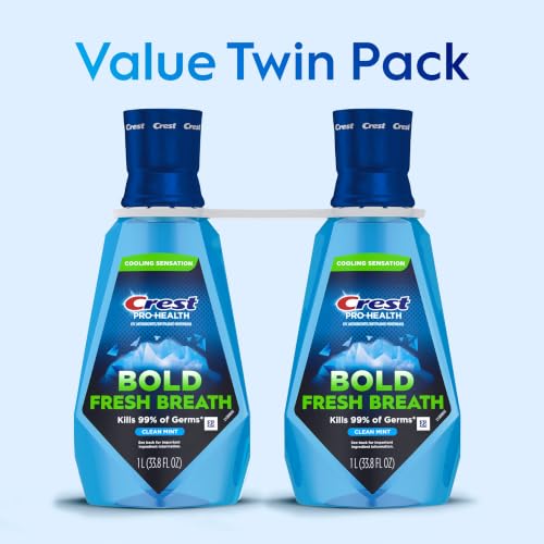 Crest Mouthwash Pro-Health Bold Fresh Breath, 99% Germ Kill, Antigingivitis & Antiplaque, Clean Mint - 1 L (33.8 fl oz), Pack of 2 - image 9