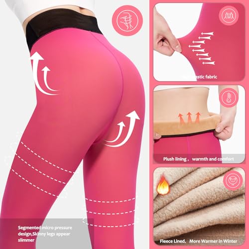 Image of UISLII Fleece Lined Tights Women, Warm Pantyhose leggings Women,Fake Translucent Thermal Skin Colored Tights for Winter