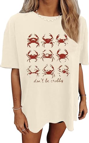 Oversized Graphic T-Shirt for Women Vintage Floral Shirt Rock Band Music Guitar Tee Casual Holiday Cute Plant Tops(Medium, I-apricot-05)