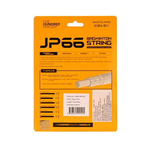 Image of Hundred JP 66 Badminton String | 0.66 mm High Repulsion & Control | Premium Hitting Sound & Shock Absorption | Durable Multi-Filament Nylon
