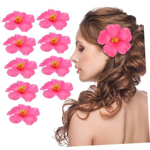 Image of Housoutil Artificial Hibiscus Flowers, 10 Pcs Foam Fake Hawaiian Flower Centerpieces, Faux Tropical Luau for Party Decorations, DIY Summer Hair Clip Accessories, Table Decor (Pink)