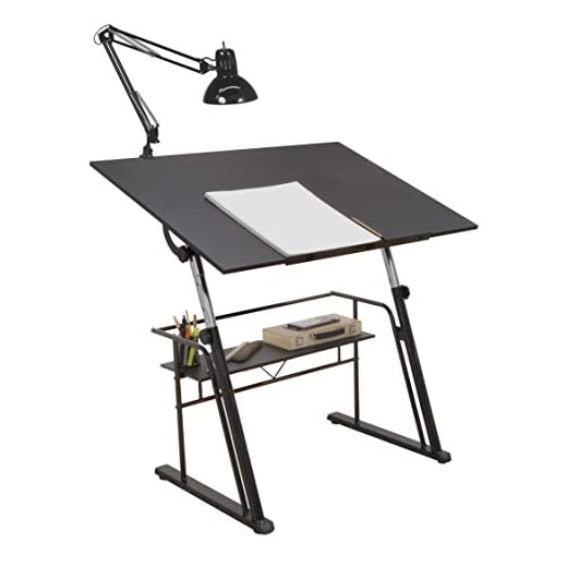 STUDIO DESIGNS Zenith Craft Desk Drafting Table, Top Adjustable Drafting Table Craft Table Drawing Desk Hobby Table Writing Desk Studio Desk, Black, 13340