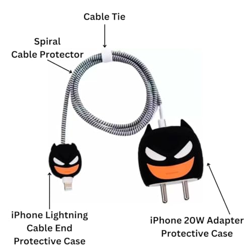Image of CERLINK Charger Protector for Samsung 25W Type C, Protective Silicone Case Cover 25W Power Adapter Charger with Wire Saver - Pack of 1 (Batman)