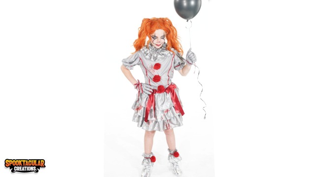Spooktacular Creations Costume De Clown Tueur Pour Femmes – Costume De Clown Noir Et Blanc – Robe D'Halloween – Robe De Costumade (taille S