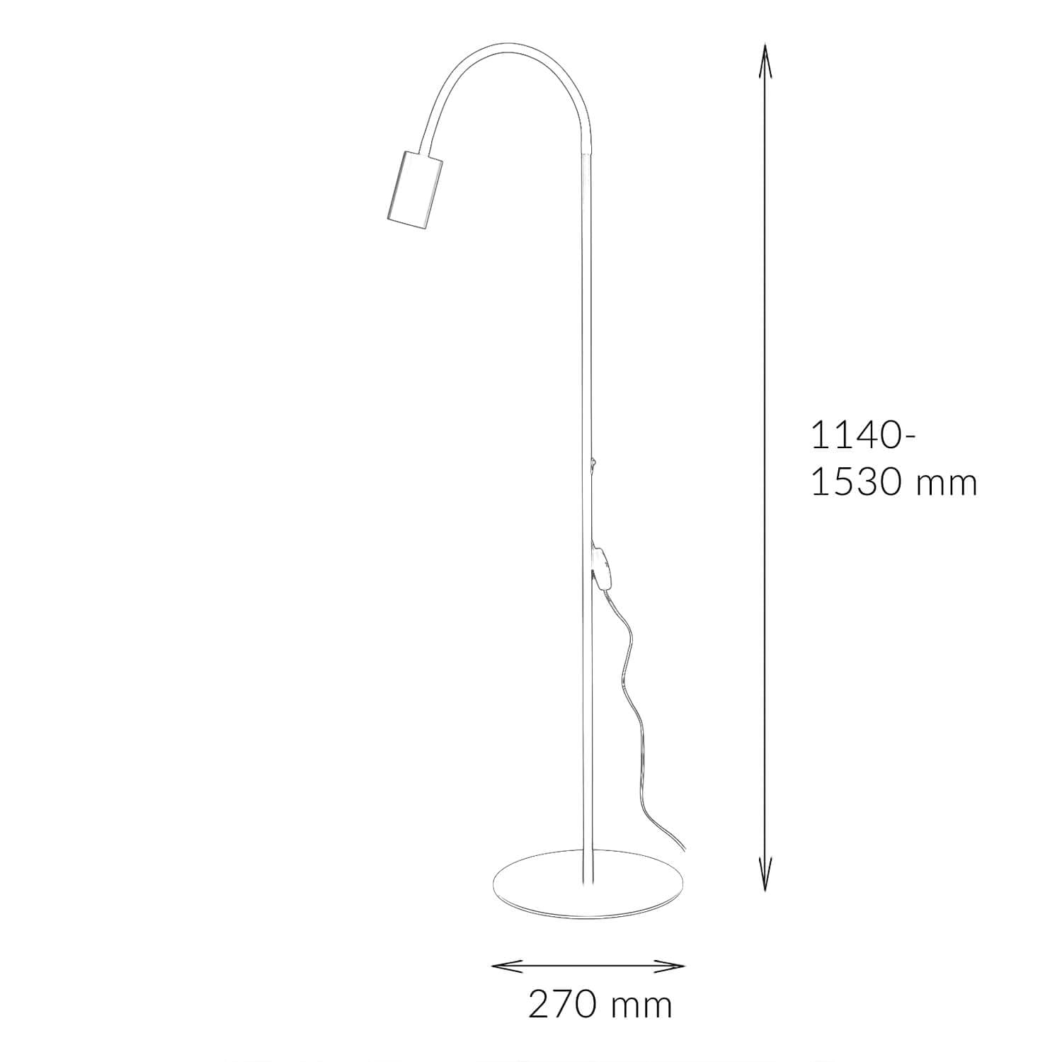 Licht-Erlebnisse Stehleuchte EYE Metall Schwarz Spot schwenkbar Flexarm H:114-153cm minimalistisch Kabelschalter GU10 für Wohnzimmer Schlafzimmer Leselampe Stehlampe