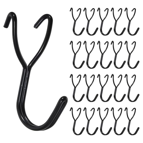 LIFKOME 20 Ganchos para Panel Perforado de Acero Inoxidable Ganchos Resistentes para Colgar Herramientas Accesorios Multiusos para Estanterías Color Negro 32 MM de Distancia entre