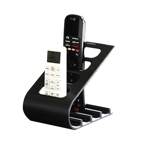 Image of SleekDock - Remote Holder Stand | Holds up to 4 Remotes | Ergonomic Slant Design | Desk & Living Room Organizer (Black)