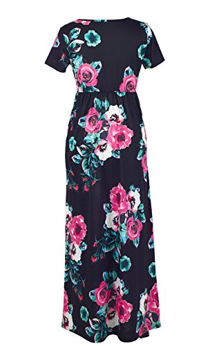 Mommy and Me Maxi Dresses,Bohemia Floral Printed Matching Dresses for Daughter and Mom4